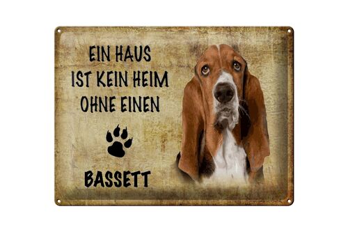 Blechschild Spruch 40x30cm Bassett Hund ohne kein Heim