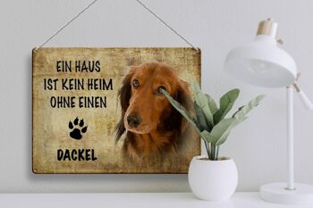 Plaque en tôle disant 40x30cm Chien teckel sans maison 3