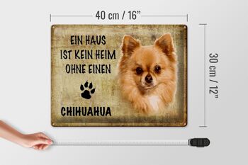 Plaque en tôle indiquant 40x30cm Chien Chihuahua sans maison 4