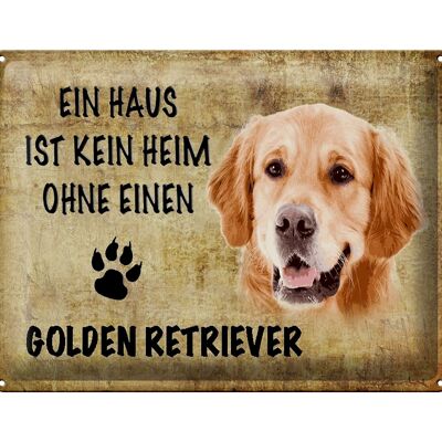 Targa in metallo con scritta in regalo 40x30 cm cane Golden Retriever