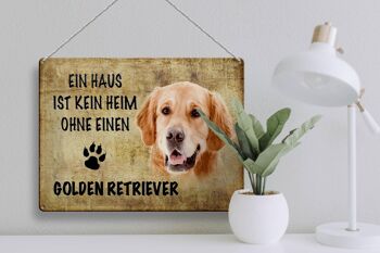 Panneau en étain indiquant un cadeau pour chien Golden Retriever, 40x30cm 3