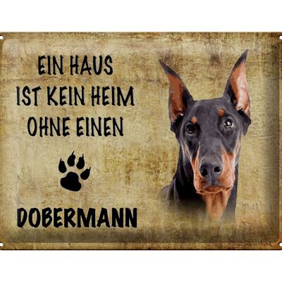 Cartel de chapa con texto "Doberman dog without no home" 40x30 cm