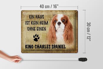 Plaque en tôle disant 40x30cm Chien King Charles Spaniel 4