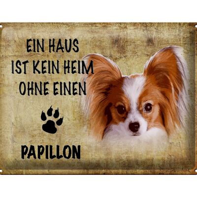 Metal sign saying 40x30cm Papillon dog without no home