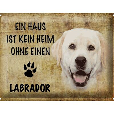 Cartel de chapa con texto "Perro labrador sin hogar" 40x30 cm