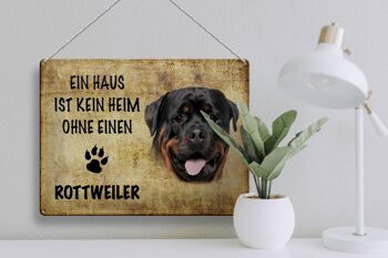 Plaque en tôle disant 40x30cm Chien Rottweiler sans maison 3