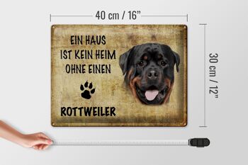 Plaque en tôle disant 40x30cm Chien Rottweiler sans maison 4