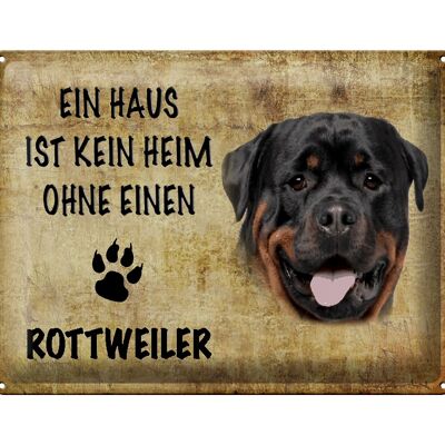 Cartel de chapa con texto "Perro Rottweiler sin hogar" 40x30 cm