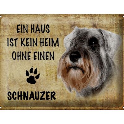 Cartel de chapa con texto "Perro Schnauzer sin hogar" 40x30 cm