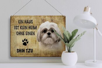 Panneau en étain disant cadeau pour chien Shih Tzu, 40x30cm 3