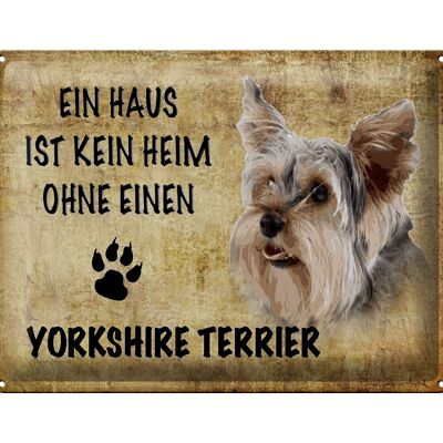 Cartel de chapa con texto "Perro Yorkshire Terrier" 40x30cm