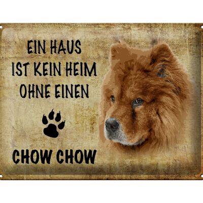 Cartel de chapa que dice regalo de perro Chow Chow 40x30cm