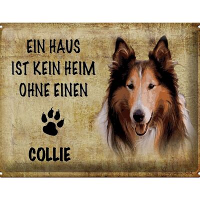 Cartel de chapa que dice regalo de perro Collie 40x30cm