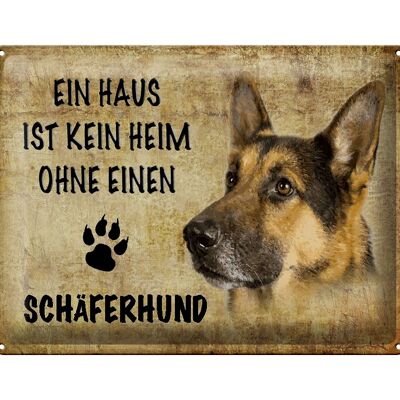 Cartel de chapa con texto "Perro pastor alemán sin hogar" 40x30 cm