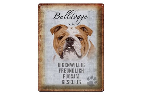 Blechschild Spruch 30x40cm Bulldogge Hund gesellig Geschenk