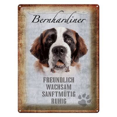 Cartel de chapa que dice regalo de perro San Bernardo 30x40cm