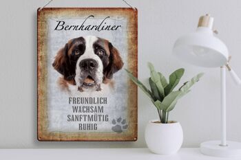 Panneau en étain disant cadeau pour chien Saint-Bernard, 30x40cm 3