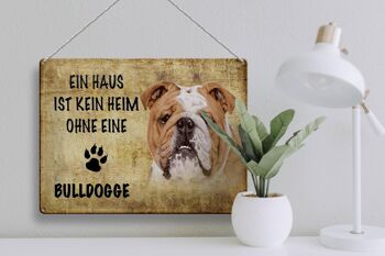 Plaque en tôle disant 40x30cm chien bouledogue sans maison 3