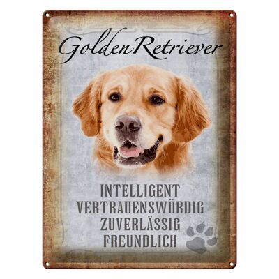 Targa in metallo con scritta in regalo 30x40 cm cane Golden Retriever