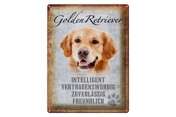 Panneau en étain indiquant un cadeau pour chien Golden Retriever, 30x40cm 1