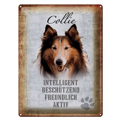 Targa in metallo con scritta "Collie dog friendly" da 30 x 40 cm