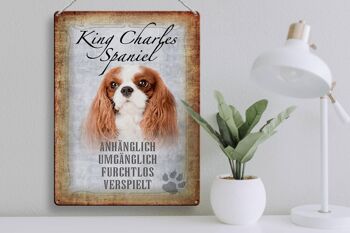 Plaque en étain disant chien King Charles Spaniel 30x40cm 3