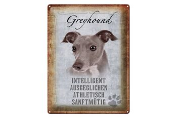 Panneau en étain indiquant un cadeau pour chien Greyhound, 30x40cm 1