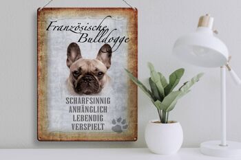 Plaque en tôle disant Chien Bouledogue Français 30x40cm 3