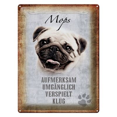 Targa in metallo con scritta "Pug Dog Gift" 30x40 cm