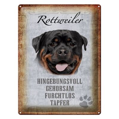 Cartel de chapa que dice regalo de perro Rottweiler 30x40cm