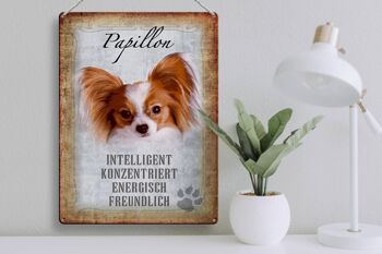 Plaque en étain disant cadeau pour chien Papillon 30x40cm 3