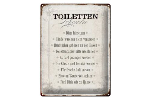 Blechschild Spruch 30x40cm Toiletten Regeln Haus Geschenk
