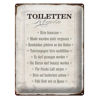 Blechschild Spruch 30x40cm Toiletten Regeln Haus Geschenk