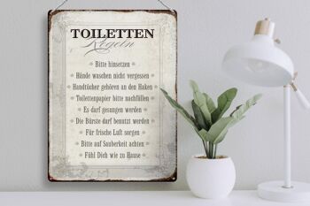 Panneau en étain indiquant les règles des toilettes, cadeau de maison, 30x40cm 3