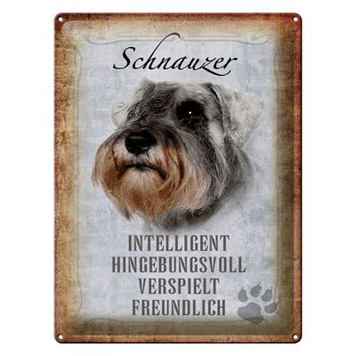 Cartel de chapa que dice regalo de perro Schnauzer 30x40cm