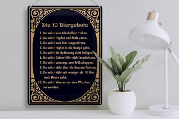 Plaque en étain 30x40cm 10 commandements de la bière, cadeau de bière 3