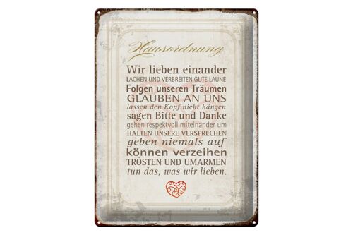 Blechschild Spruch 30x40cm Hausordnung Haus Geschenk