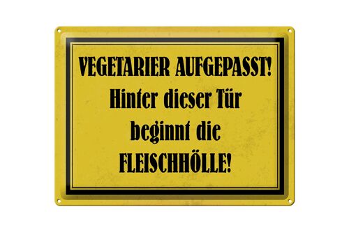 Blechschild Hinweis 40x30cm Vegetarier aufgepasst Geschenk