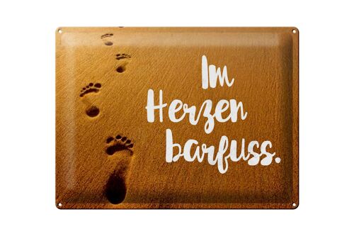 Blechschild Spruch 40x30cm Im Herzen barfuß Geschenk