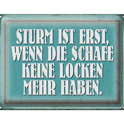 Blechschild Spruch 40x30cm Sturm wenn Schafe keine Locken