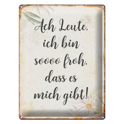 Blechschild Spruch 30x40cm Ach Leute ich bin soo froh