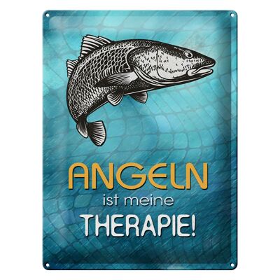 Blechschild Spruch 30x40cm Angeln ist meine Therapie