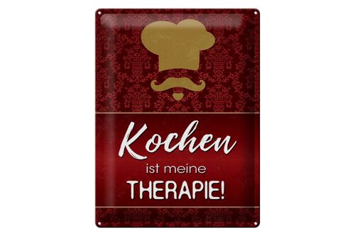 Blechschild Spruch 30x40cm Kochen ist meine Therapie