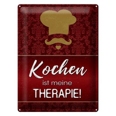 Blechschild Spruch 30x40cm Kochen ist meine Therapie