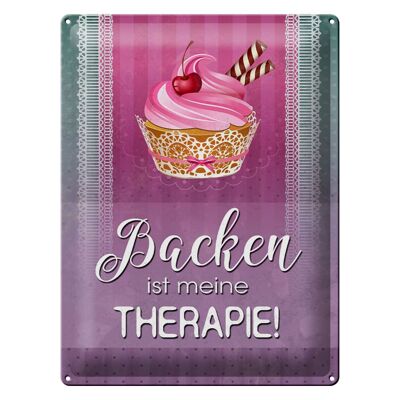 Blechschild Spruch 30x40cm Backen ist meine Therapie