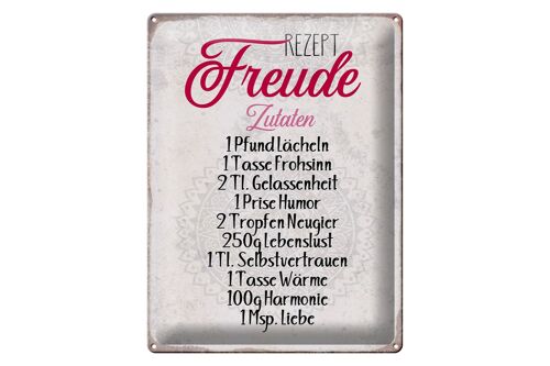 Blechschild Spruch 30x40cm Rezept Freude Zutaten Geschenk