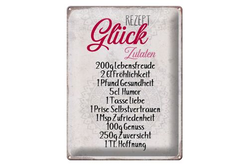 Blechschild Spruch 30x40cm Rezept Glück Zutaten Geschenk