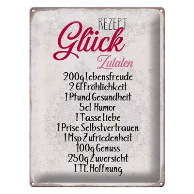 Blechschild Spruch 30x40cm Rezept Glück Zutaten Geschenk