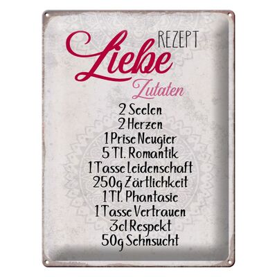 Blechschild Spruch 30x40cm Rezept Liebe Zutaten Geschenk