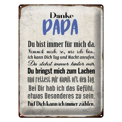 Blechschild Spruch 30x40cm Danke Papa du bist für mich da